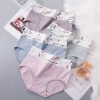 High-waisted pure cotton underwear for women, cross-border printed, large-sized, tight-fitting, European and American girls' underwear, seamless women's triangular shorts details Picture